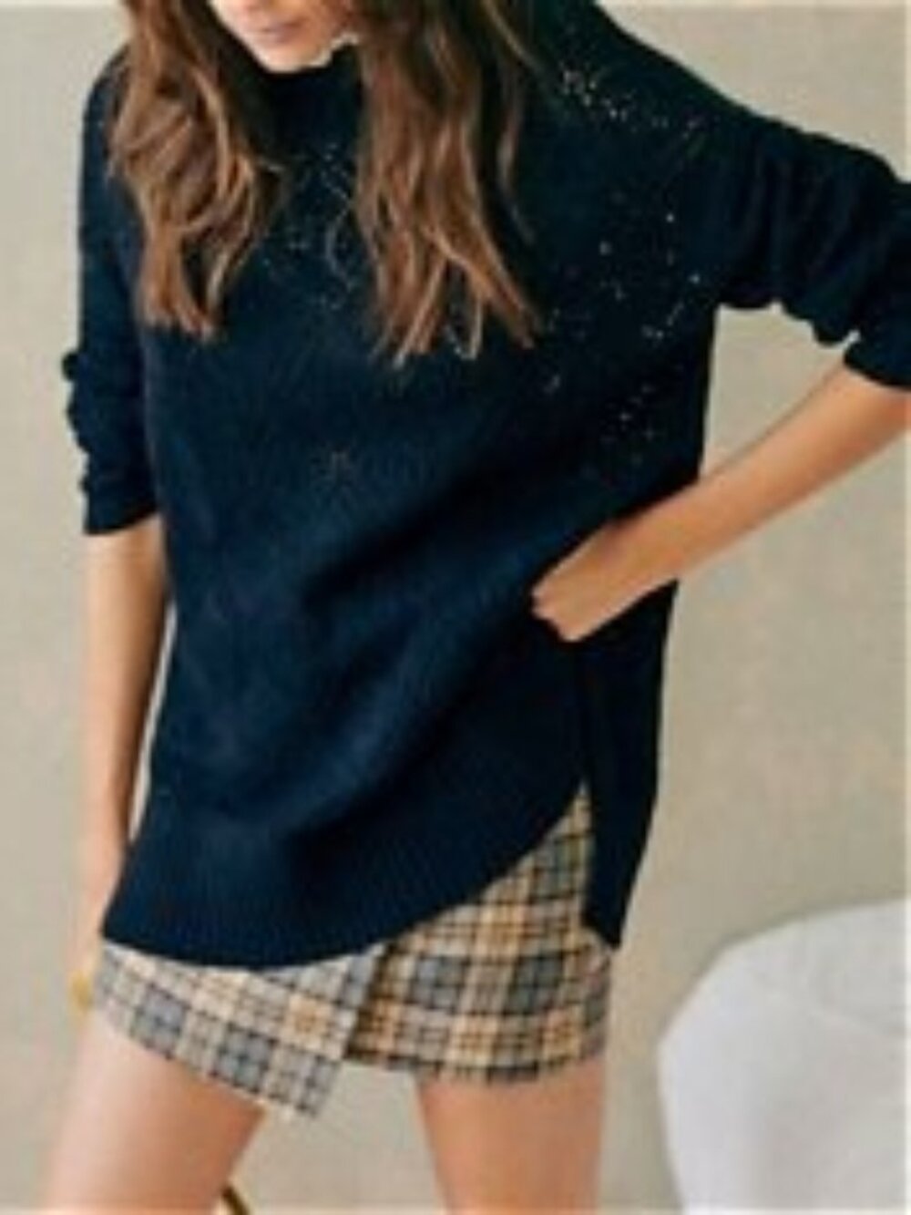 Sézane Laurie Jumper Navy with Ecru Collar Size S